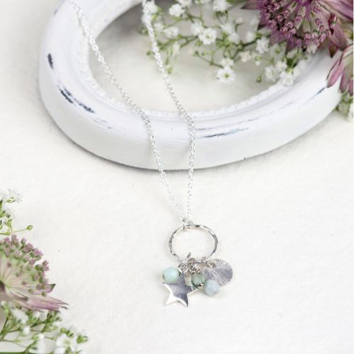 SIlver green 'elements' necklace