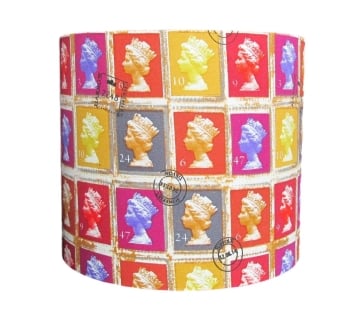 Colourful postage stamp lampshade
