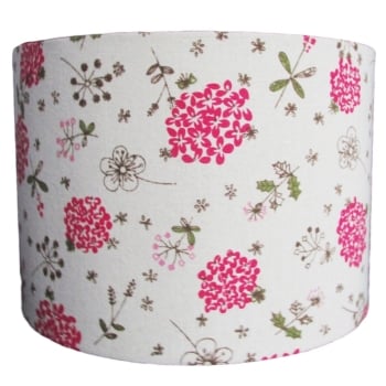 Linen look lampshade with bold pink flowers