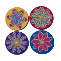 Set of four floral circular  coasters