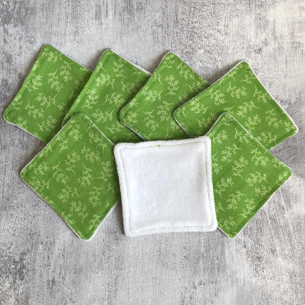Set of seven reusable make-up remover pads with 'Sprightly Sprigs' pattern