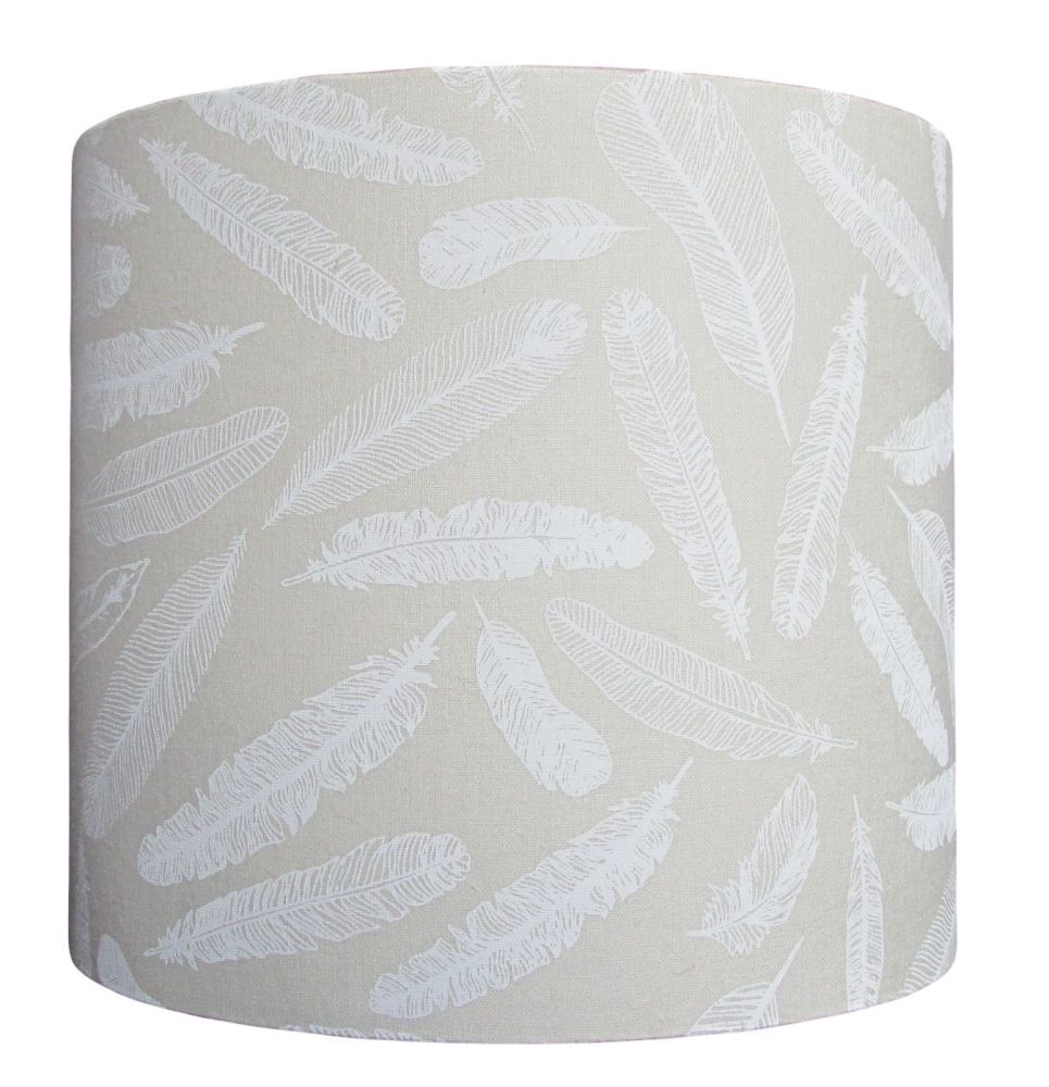 White feather lampshade - subtle showing more with light on