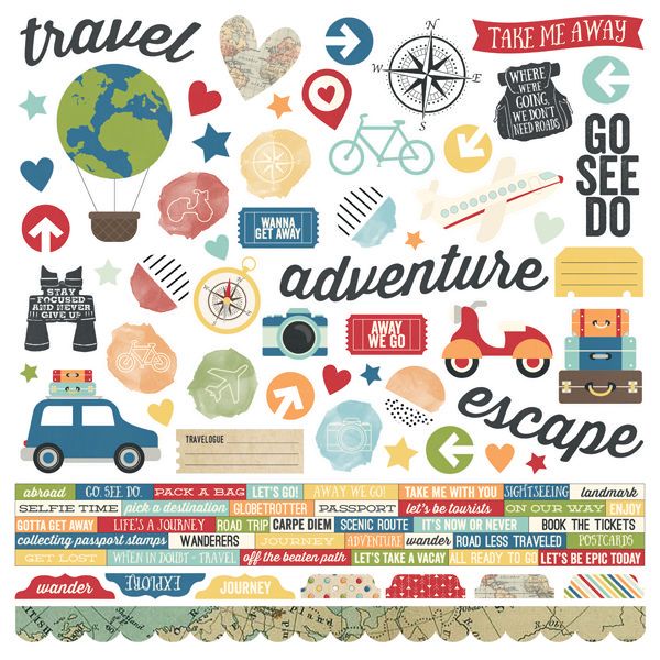 Travel Notes Combo Cardstock Stickers