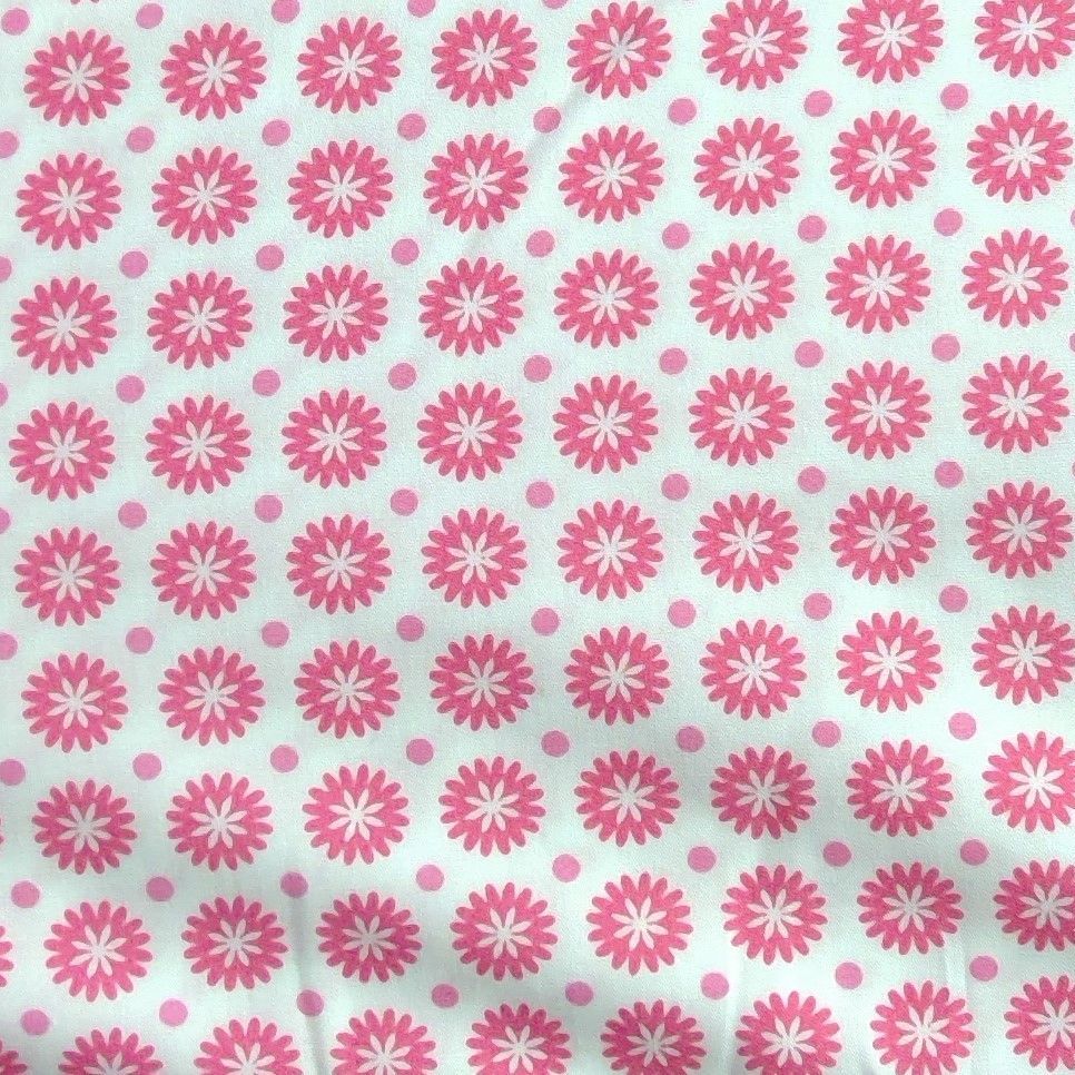 FLOWER PRINT PINK AND WHITE COTTON