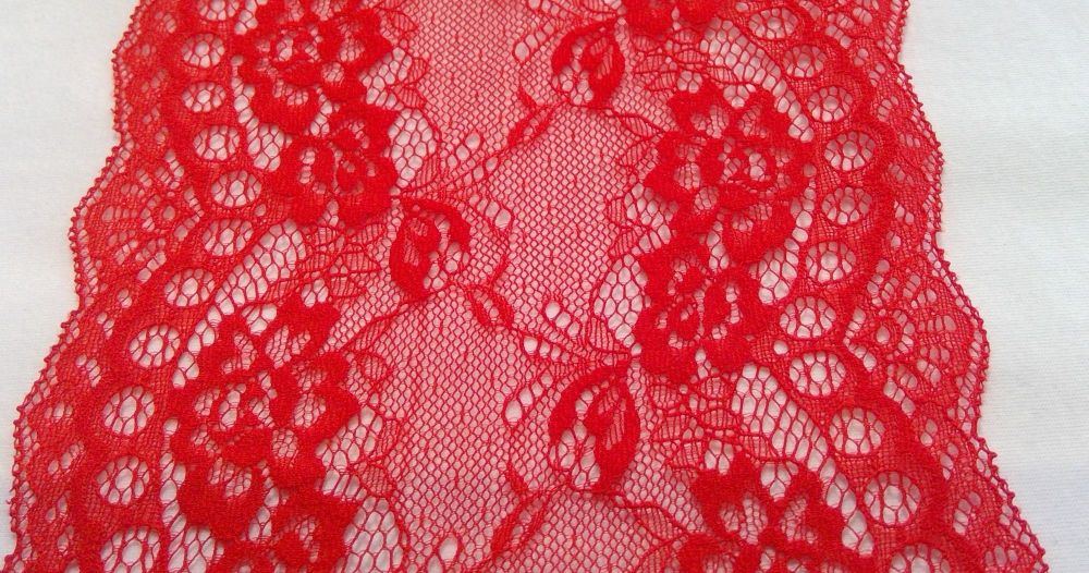 RED STRETCH LACE FLOWER DESIGN