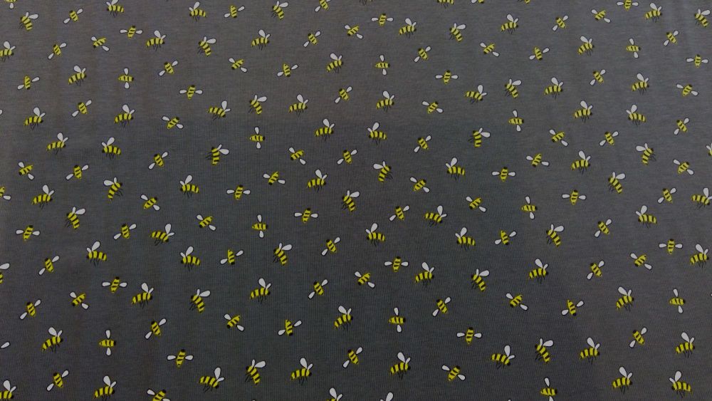 CHARCOAL GREY BEE STRETCH JERSEY FABRIC