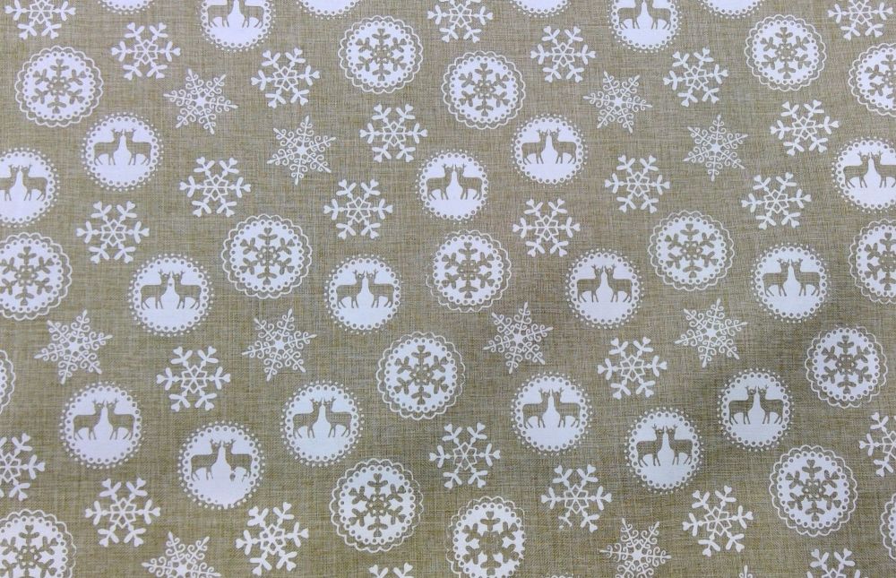 WHITE STAG CHRISTMAS FABRIC
