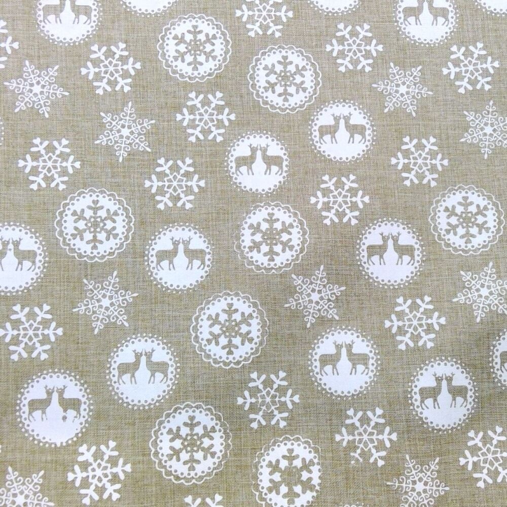 WHITE STAG CHRISTMAS FABRIC