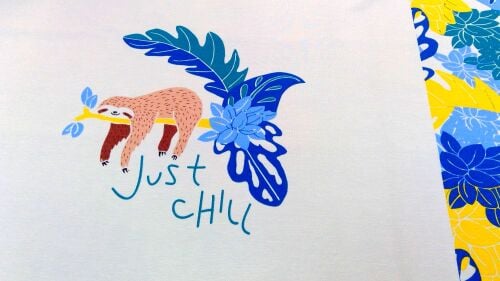 KATIA 'JUST CHILL' T-SHIRT PANEL COTTON JERSEY FABRIC PIECE