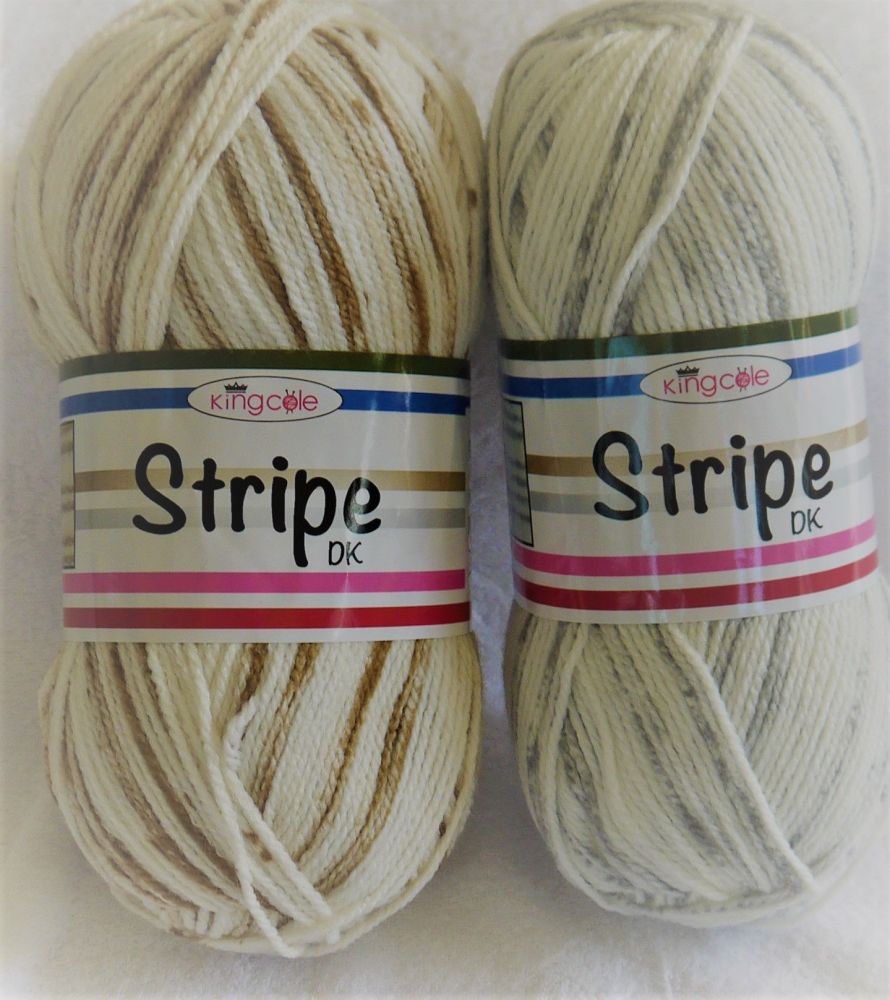STRIPE BY KING COLE , Premium Acrylic yarn in classic stripe colours, Beaut