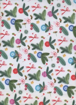 LEAVES AND BOWS CHRISTMAS FABRIC