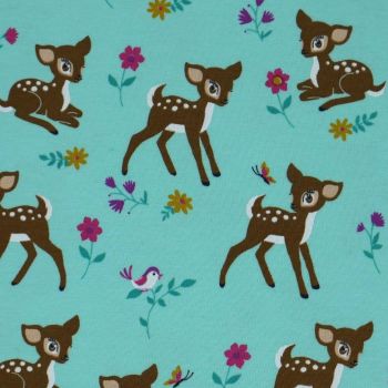 BAMBI, CUTE FAWNS ON A MINT BACKGROUND 