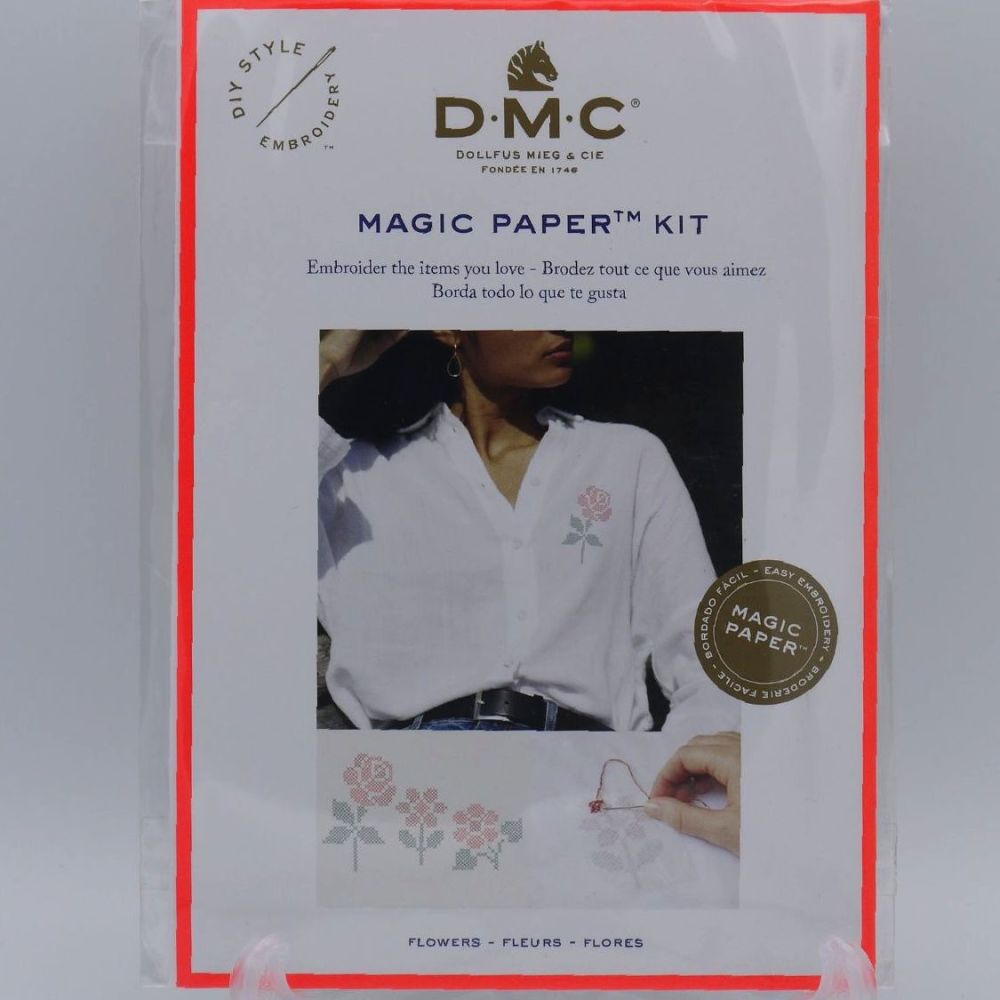 DMC MAGIC PAPER KIT- 'CROSS-STITCHED FLOWERS'