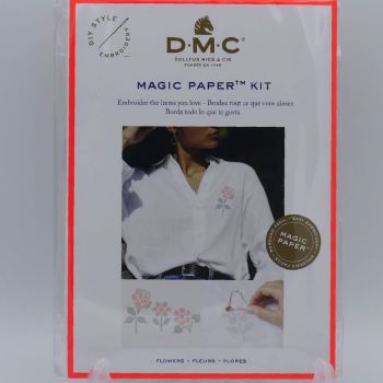  MAGIC PAPER KIT- 'CROSS-STITCHED FLOWERS' BY DMC
