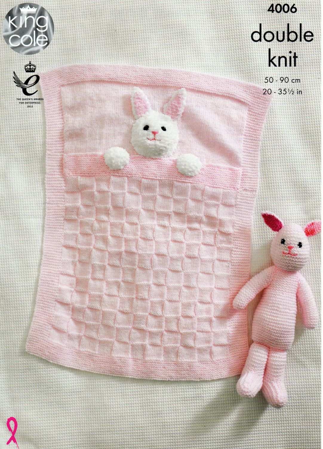 4006- BABY BLANKET AND BUNNY RABBIT TOY BY KING COLE IN CHUNKY YARN