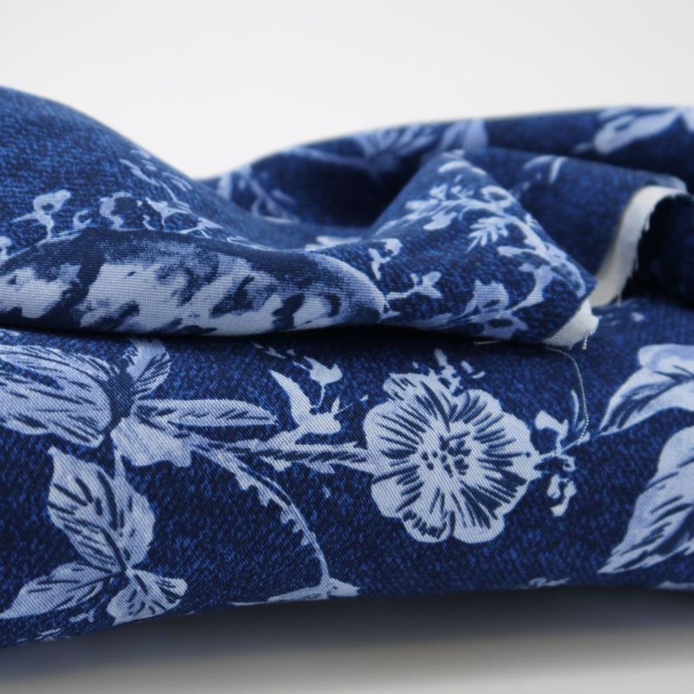 FLOWERS IN JEANS ,DRESS FABRIC