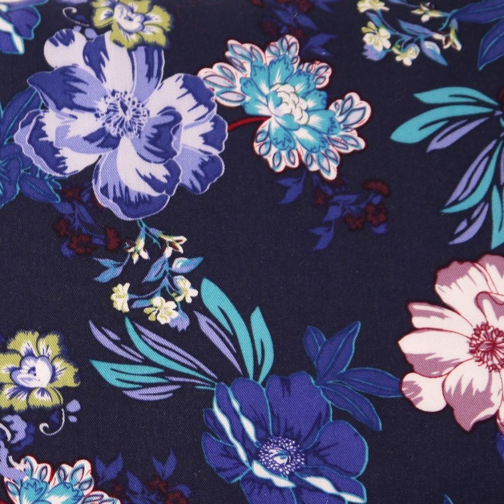 FLOWERS IN NAVY ,DRESS FABRIC