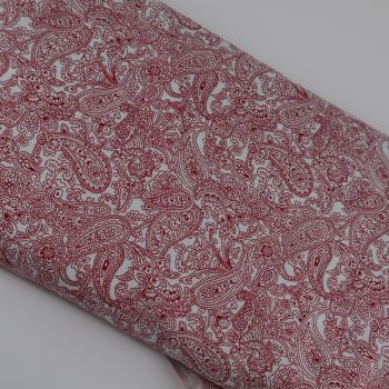 RED AND WHITE PAISLEY  PATTERNED FABRIC