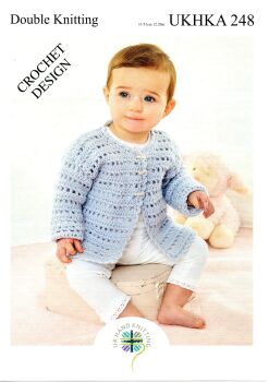UKHKA248 BABY CARDIGAN AND WAISTCOAT CROCHET PATTERN BY UK HAND KNITTING