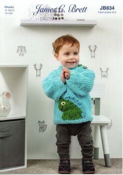 JB834 CHILDRENS SWEATER WITH SIDE NECK OPENING BY JAMES BRETT