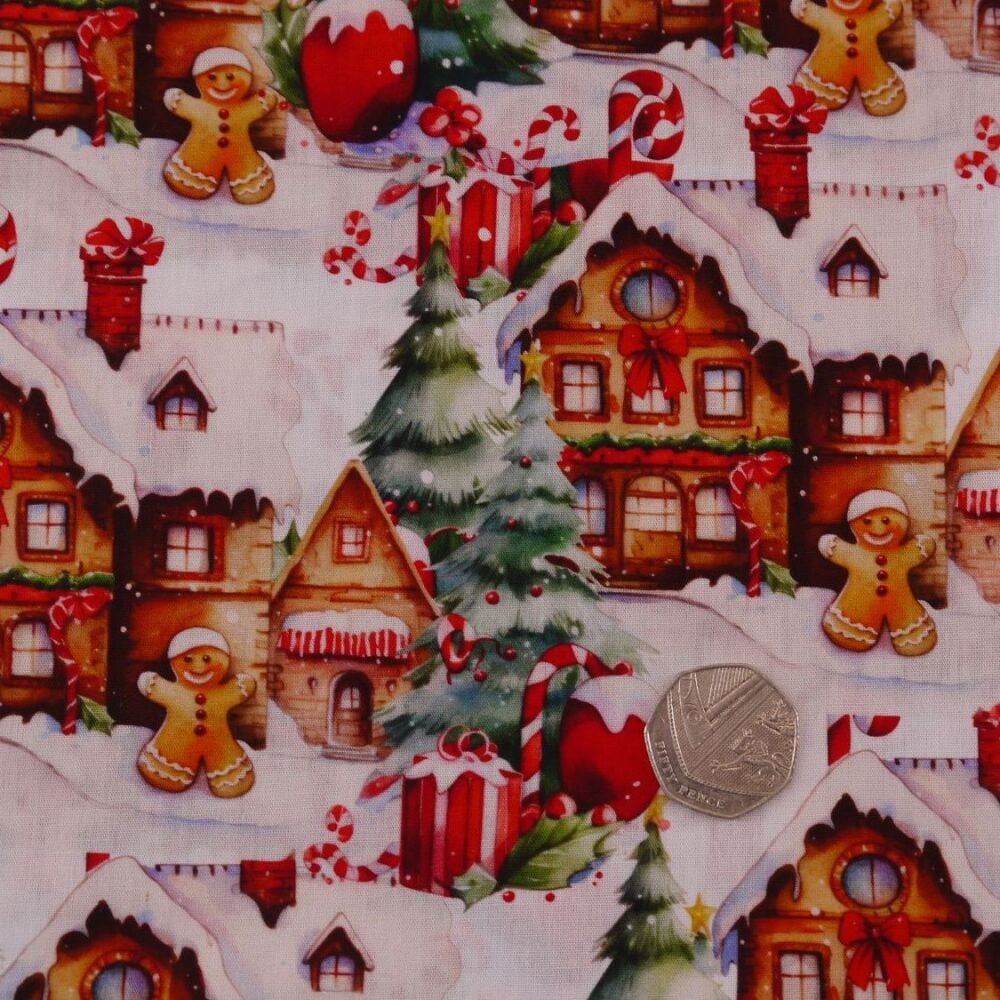 GINGERBREAD VILLAGE - 100% COTTON