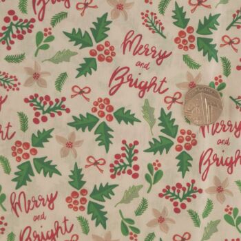 'MERRY AND BRIGHT' - 100% COTTON