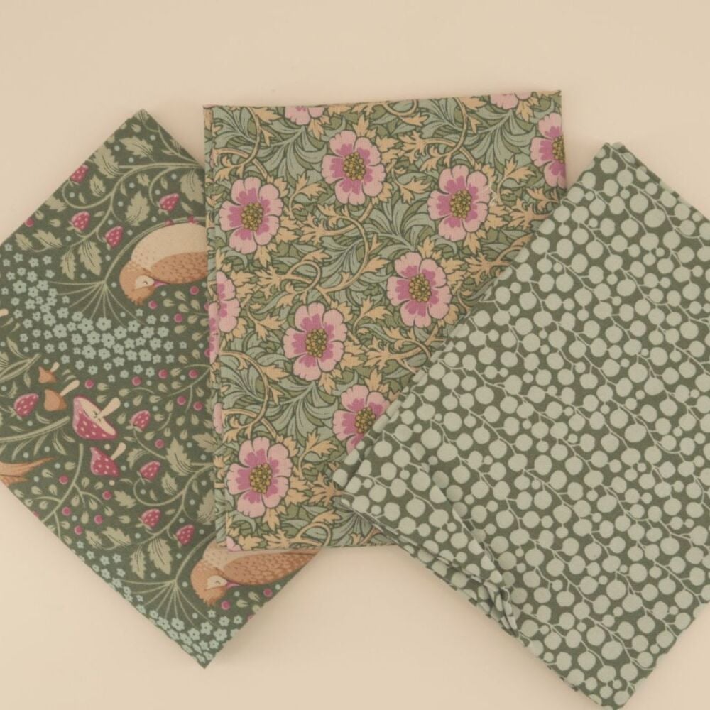 'GREEN WOODLAND BIRD'- 100% COTTON- TILDA FABRIC FAT QUARTER BUNDLE