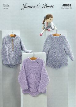 JB889 CHILDS SWEATER AND CARDIGAN BY JAMES BRETT