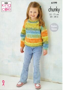 6199 CHILDRENS CARDIGAN AND SWEATER KNITTING PATTERN BY KING COLE