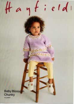 5569 CHILDRENS SWEATER DRESS KNITTING PATTERN BY HAYFIELD