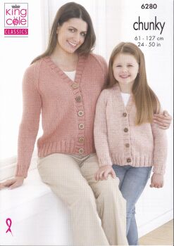 6280 CARDIGAN AND SWEATER KNITTING PATTERN BY KING COLE