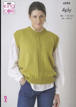 6294 CARDIGAN AND SLIPOVER KNITTING PATTERN BY KING COLE