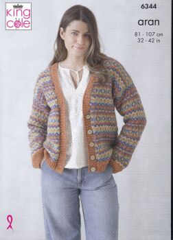 6344 CARDIGAN AND TANK TOP KNITTING PATTERN BY KING COLE