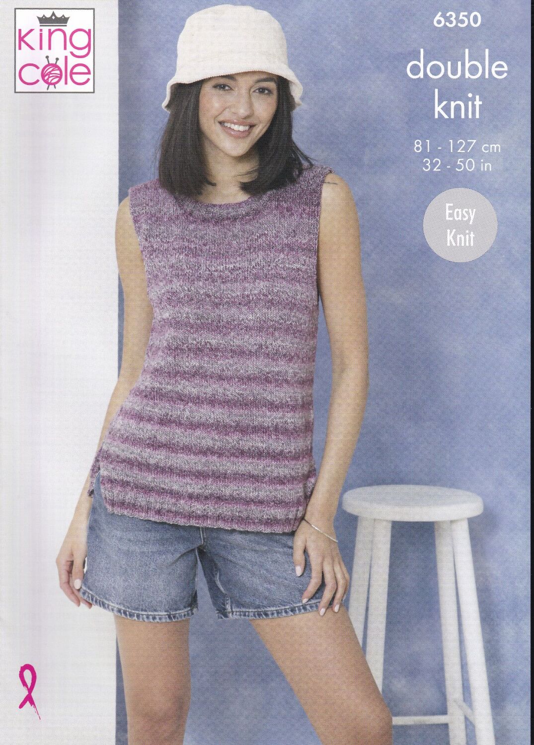 6350 LADIES ROUND AND V NECK TOPS KNITTING PATTERN BY KING COLE