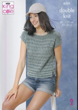 6351 LADIES SWEATER AND TOP KNITTING PATTERN BY KING COLE