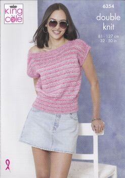 6354 LADIES TOPS KNITTING PATTERN BY KING COLE
