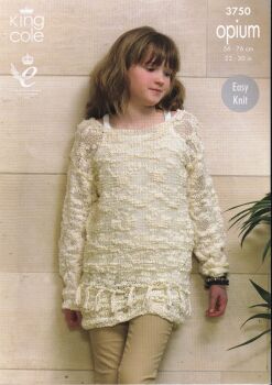 3750 GIRLS SWEATERS KNITTING PATTERN BY KING COLE