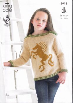 3918 SWEATER, CARDIGAN AND ACCESSORIES KNITTING PATTERN BY KING COLE