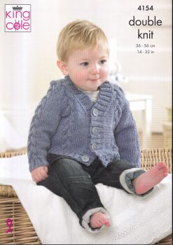 4154 WAISTCOAT, CARDIGAN SLIPOVER AND SWEATER KNITTING PATTERN BY KING COLE