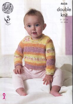4656 WAISTCOAT, CARDIGAN AND SWEATER KNITTING PATTERN BY KING COLE