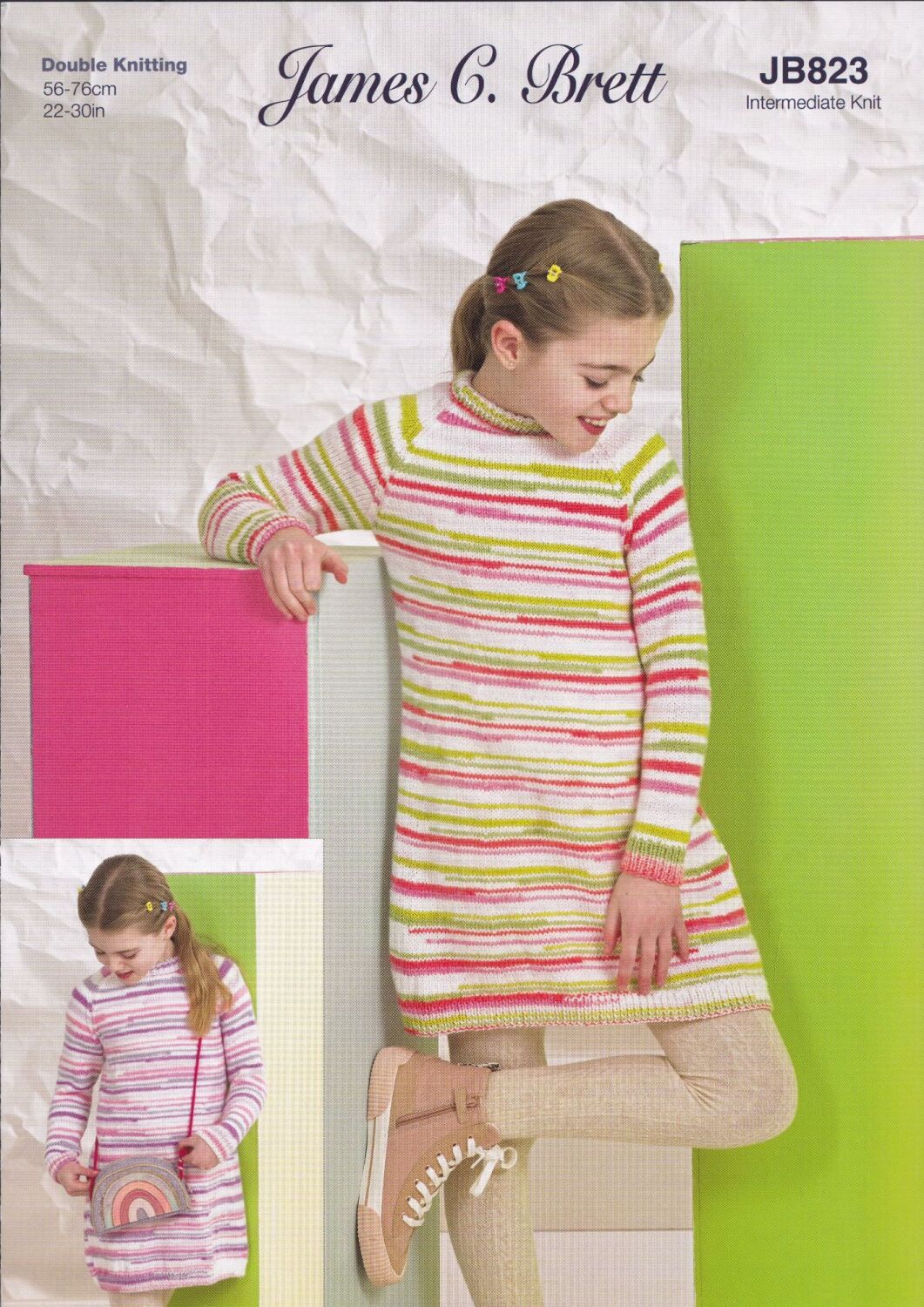 JB823 SWEATER DRESS KNITTING PATTERN BY JAMES.C.BRETT