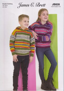 JB828 HOODED SWEATER KNITTING PATTERN BY JAMES.C.BRETT