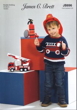 JB896 FIRE ENGINE SWEATER KNITTING PATTERN BY JAMES.C.BRETT