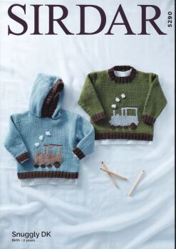 5290 TRAIN ROUND NECK AND HOODED SWEATER BY SIRDAR
