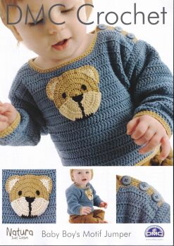 BABY BOYS TEDDY MOTIF JUMPER CROCHET PATTERN BY DMC