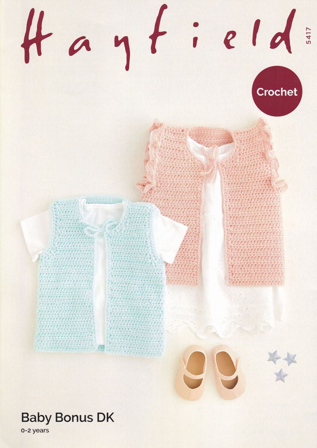 5417 WAISTCOATS CROCHET PATTERN BY HAYFIELD