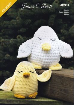 JB931 EGGBERT AND CHUCKLES THE CHICKS CROCHET PATTERN BY JAMES.C.BRETT