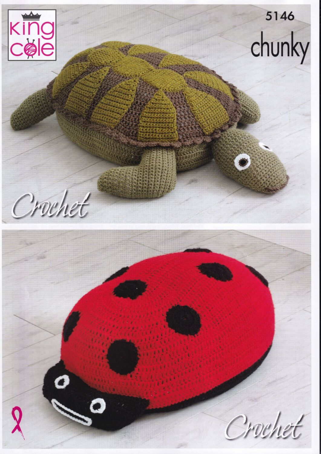 5146 LADYBIRD AND TURTLE POOF CROCHET PATTERN BY KING COLE
