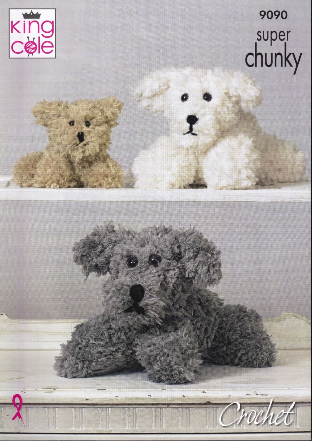 9090 TUFFY DOG FAMILY CROCHET PATTERN BY KING COLE