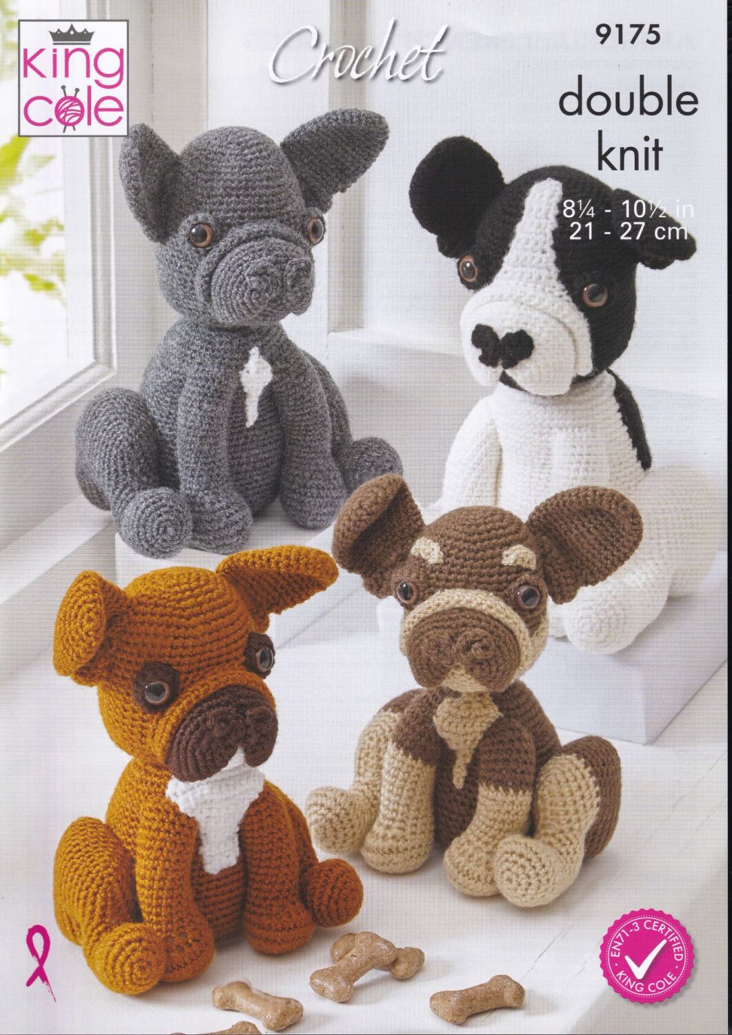 9175 AMIGURUMI FRENCH BULLDOG CROCHET PATTERN BY KING COLE